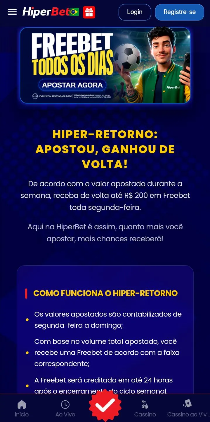 Oferta de freebets na Hiperbet