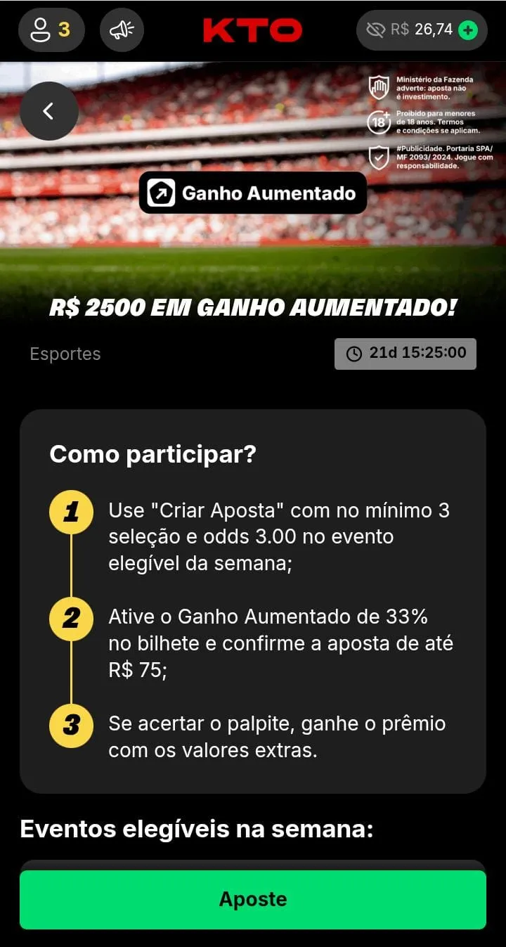 Ganho Aumentado da KTO
