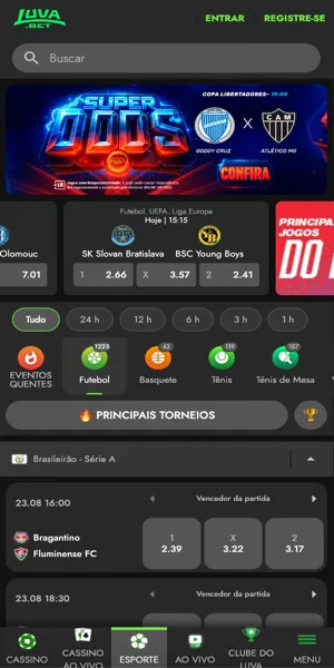 P&aacute;gina inicial de eportes da Luva Bet