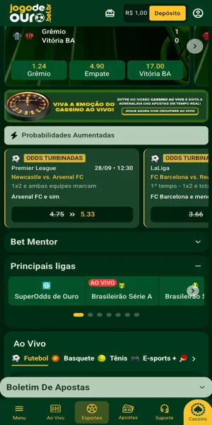 Imagem com op&ccedil;&otilde;es de SuperOdds di&aacute;rias em jogos de futebol na Jogo de Ouro