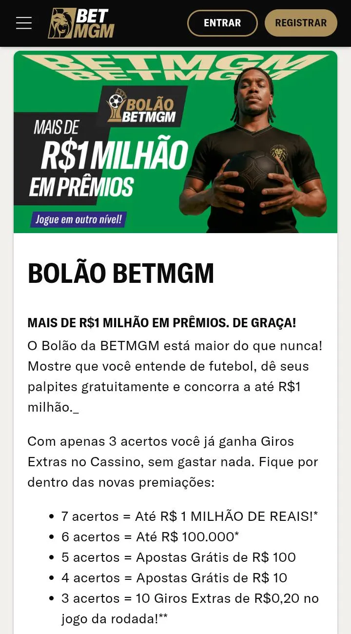 Bol&atilde;o do Milh&atilde;o BetMGM
