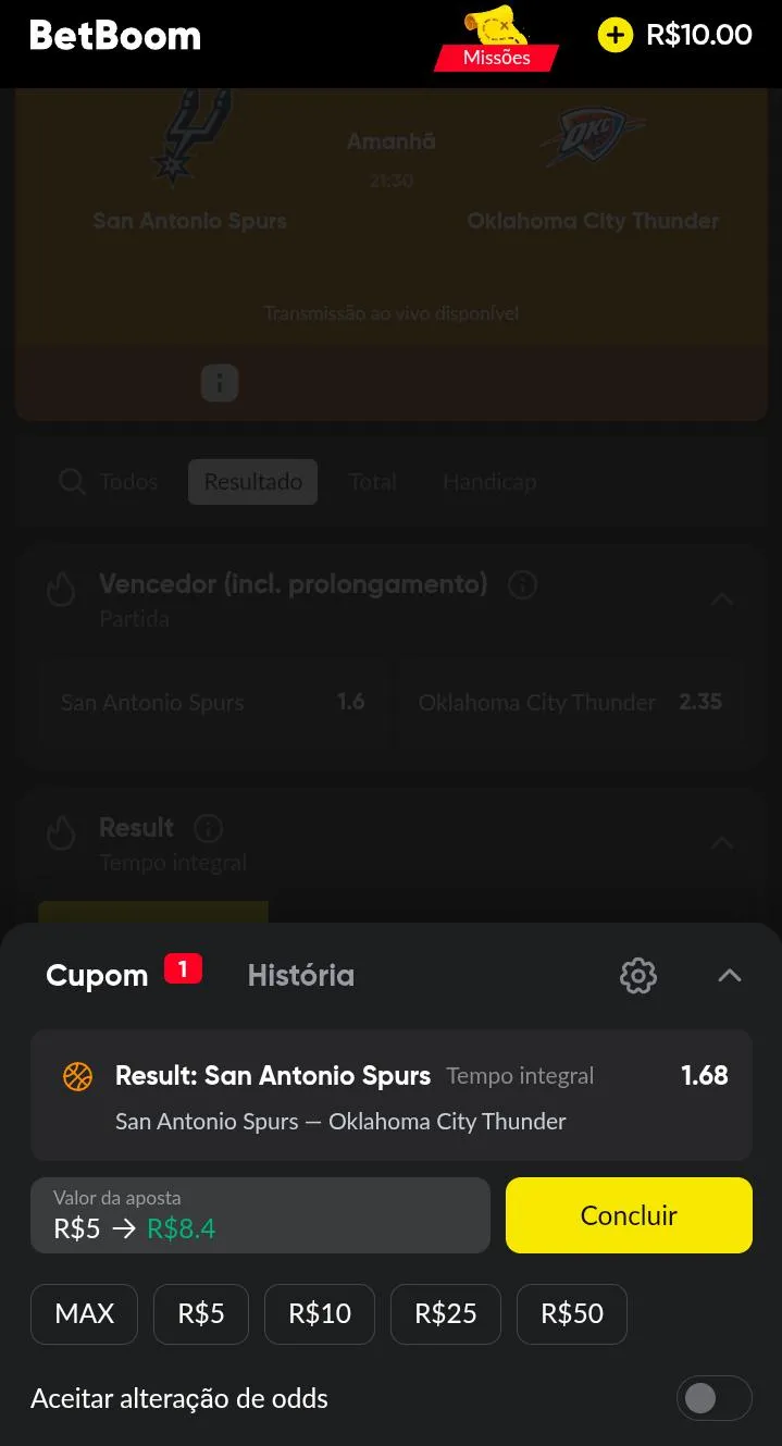 Cupom de apostas para jogo da NBA na Betboom