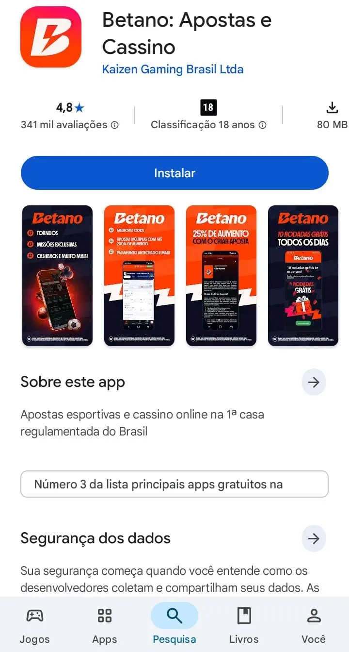 Betano na Play Store