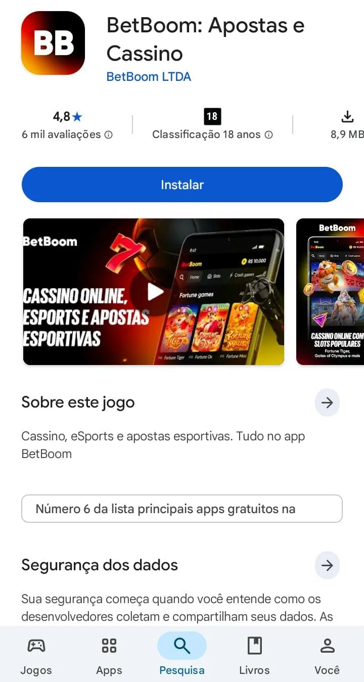 Betboom app na Play Store