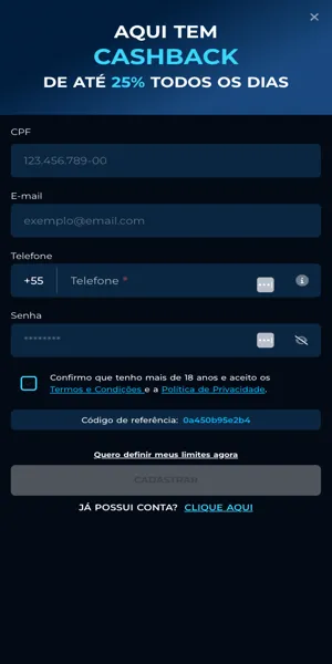 Imagem do processo de cadastro que comprova que o Cassinopix &eacute; confi&aacute;vel