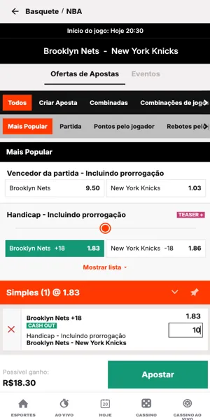 Imagem de um bilhete de apostas em uma partida de basquete v&aacute;lida pela NBA na Betwarrior.