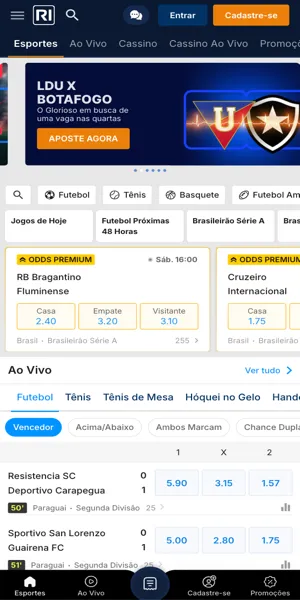 imagem com tela inicial do Rivalo App