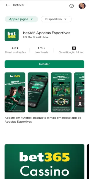 Tela de download do app Bet365 na Play Store