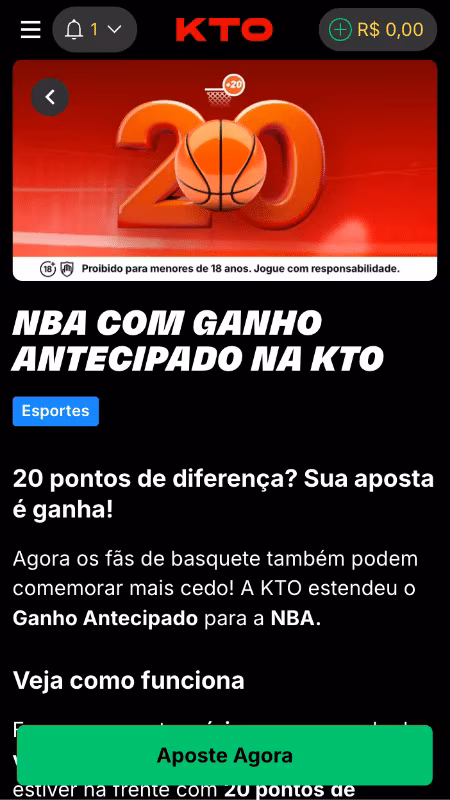 Promo&ccedil;&atilde;o 20 pontos de vantagem na KTO