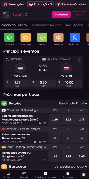 Tela inicial da plataforma legalizada VBet