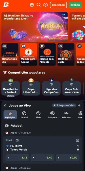 Imagem da página inicial da Betano entre as casas de apostas que não te limitam