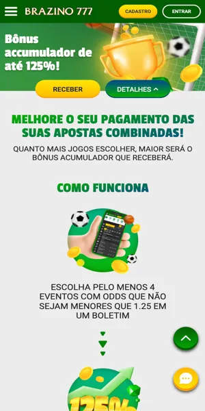 Imagem da p&aacute;gina da promo&ccedil;&atilde;o B&ocirc;nus Acumulador com o cupom da Brazino777