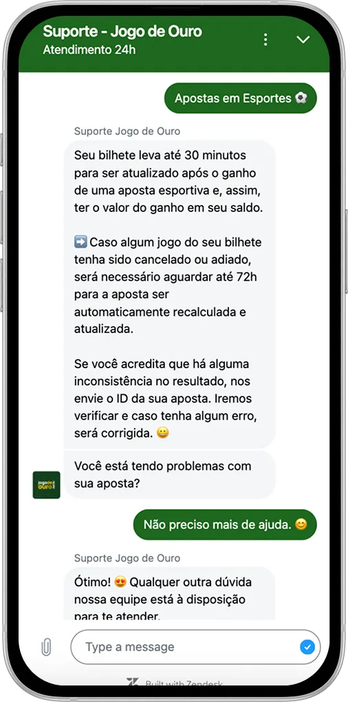 Imagem com chat ao vivo da Jogo de Ouro.