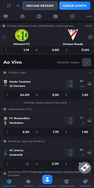Imagem da se&ccedil;&atilde;o de apostas esportivas da Receba Bet