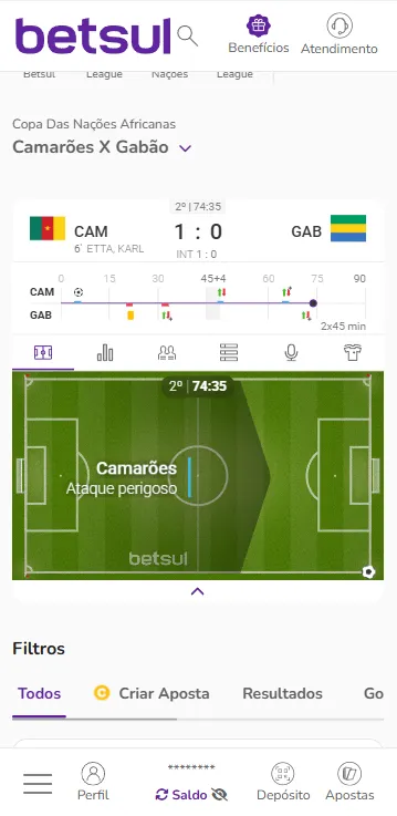 Campinho ao vivo na partida de Camar&atilde;o x Gab&atilde;o na Betsul