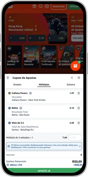 Aposta m&uacute;ltipla da Betano na NBA