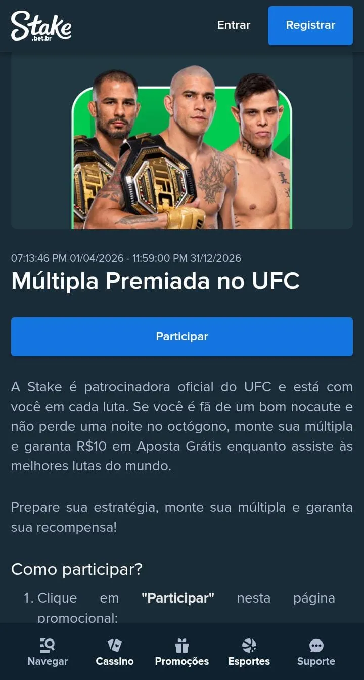 Oferta M&uacute;ltipla Premiada no UFC