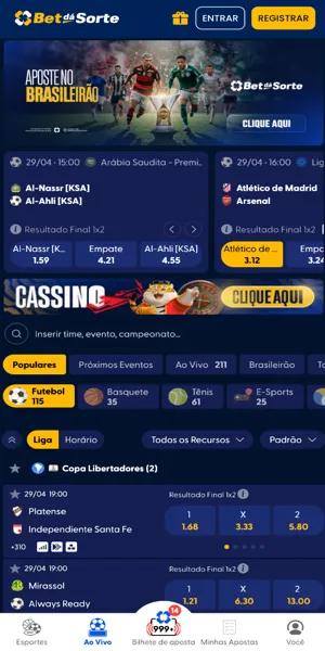 imagem da se&ccedil;&atilde;o de apostas esportivas da Betd&aacute;Sorte