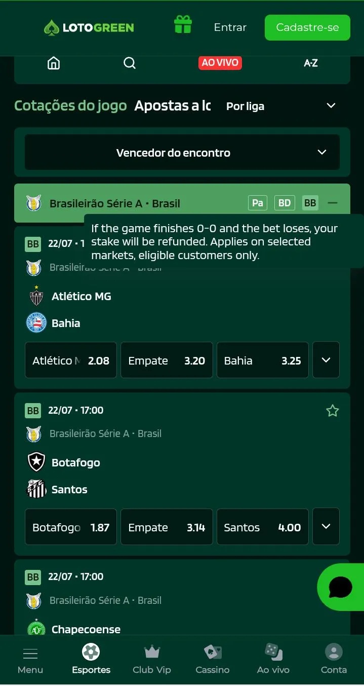 Apostas para o Brasileir&atilde;o na Lotogreen