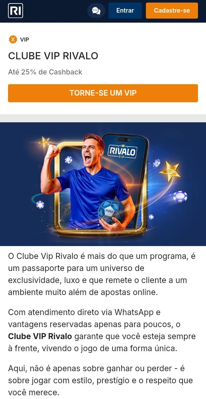 Oferta de cashback da Rivalo
