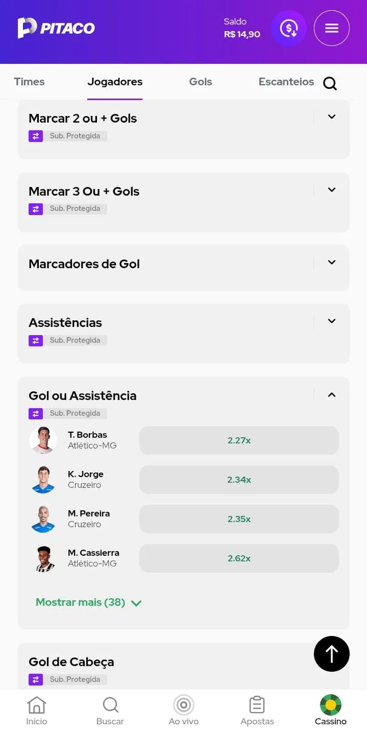 Mercados de jogadores da Pitaco