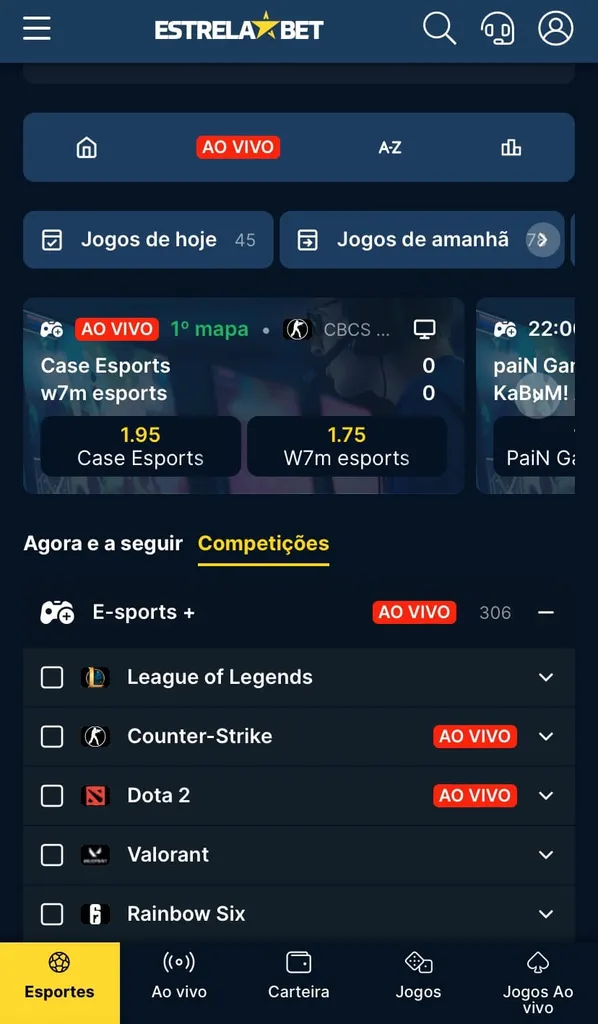 opções para apostar em eSports na Estrela Bet