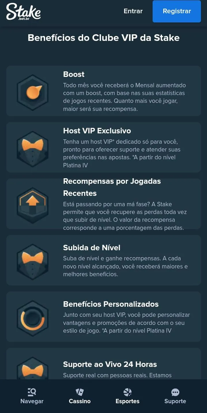 Benef&iacute;cios do Clube VIP da Stake
