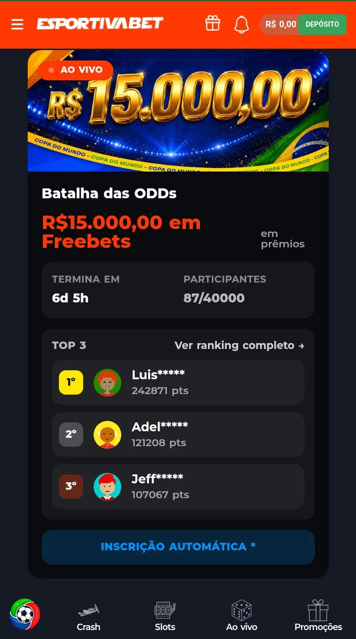 Torneio esportivo da Esportivabet