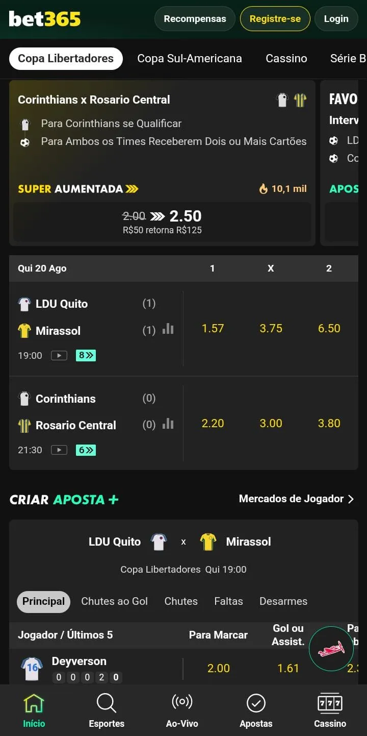 Apostas aumentadas di&aacute;rias dispon&iacute;veis na Bet365