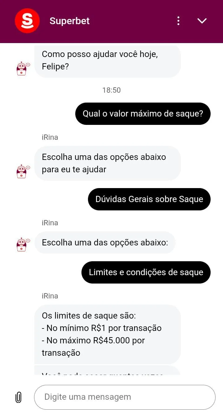 Suporte da Superbet