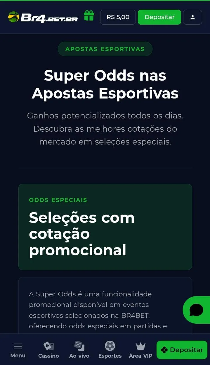 Oferta de Super Odds da Br4bet
