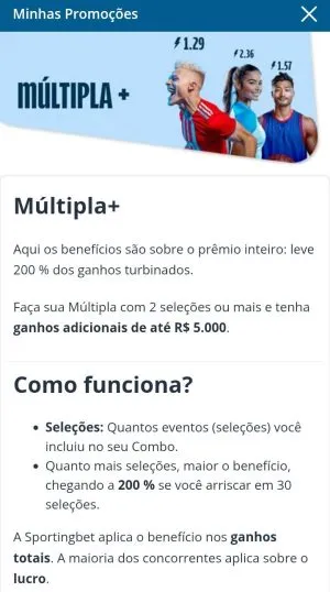 M&uacute;ltipla + da Sportingbet, com b&ocirc;nus de 200% at&eacute; R$5.000