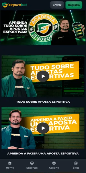 P&aacute;gina com tutoriais em v&iacute;deo sobre apostas no app da Segurobet