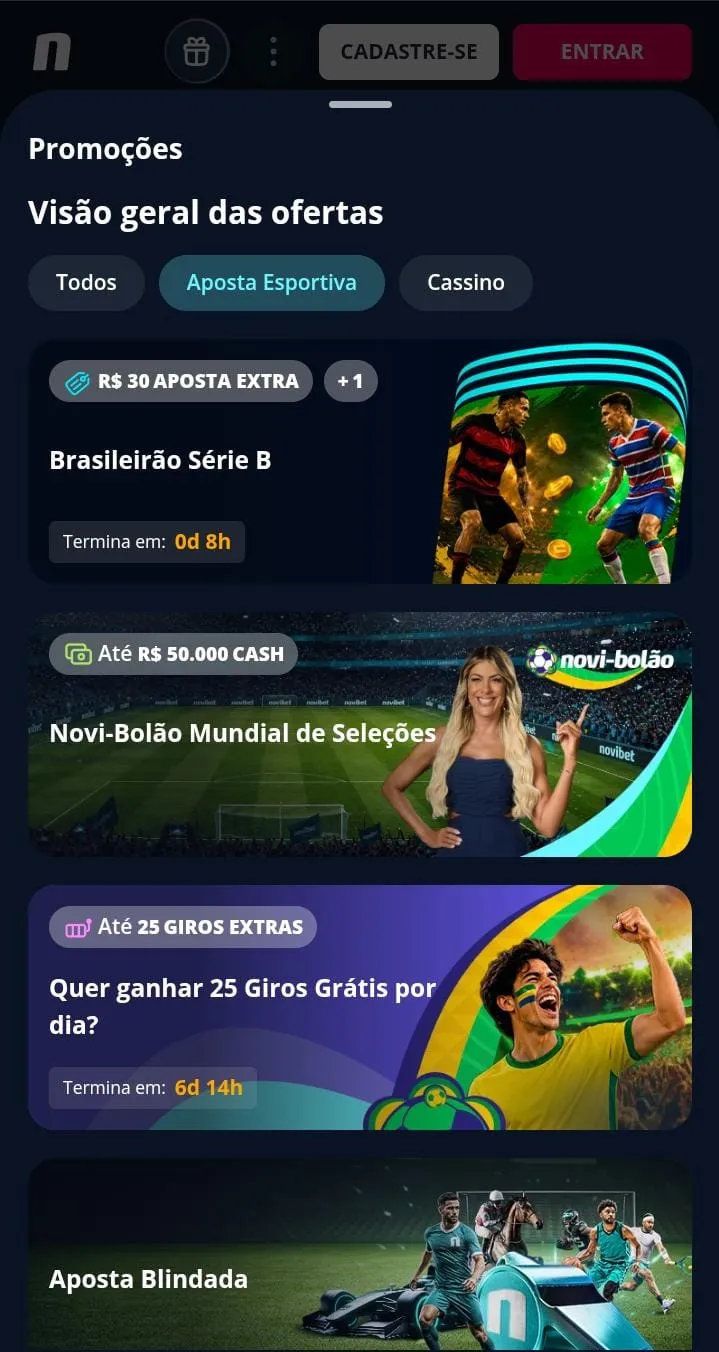 Ofertas da Novibet