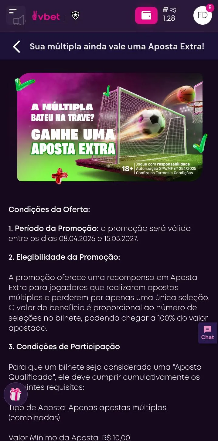 B&ocirc;nus de aposta m&uacute;ltipla da Vbet