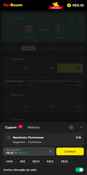 Exemplo de uma aposta esportiva no Brasileir&atilde;o na Betboom