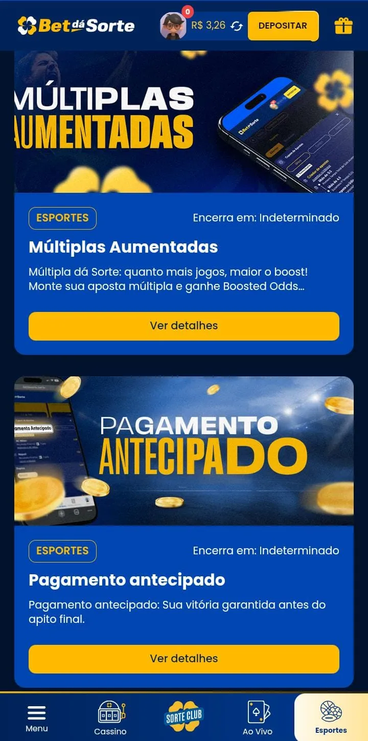 Ofertas da Bet d&aacute; Sorte