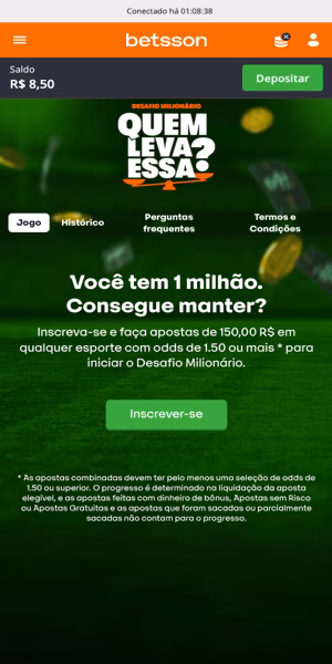 Imagem da p&aacute;gina da promo&ccedil;&atilde;o "Desafio Milion&aacute;rio" sem ativa&ccedil;&atilde;o do c&oacute;digo b&ocirc;nus Betsson
