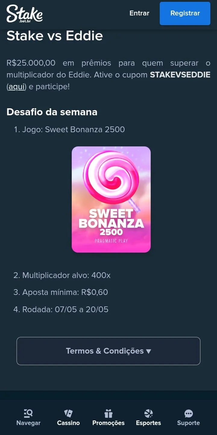 Imagem da promo&ccedil;&atilde;o Stake vs Eddie na Stake