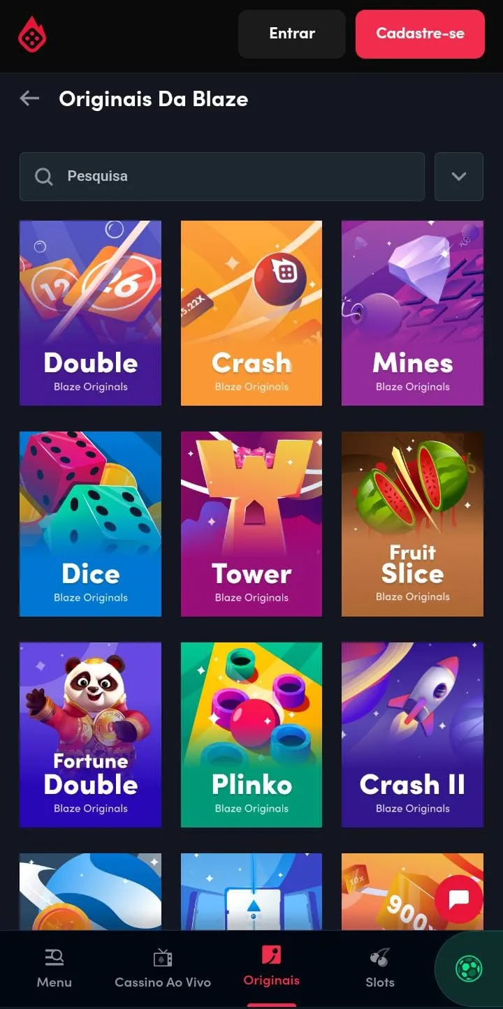 12 jogos Originais da Blaze, incluindo Double, Crash e Mines
