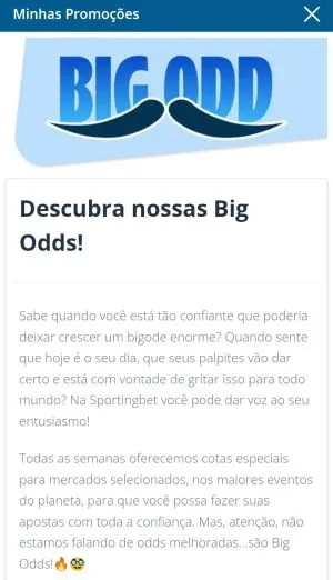 Texto explicativo da Big odd da Sportingbet