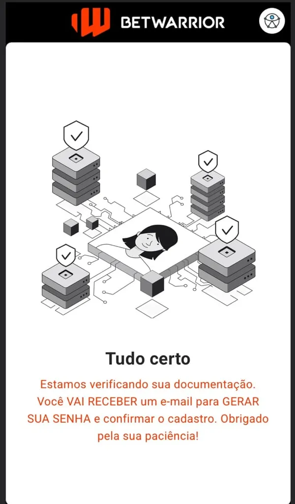 Tela final confirmando o envio das informações.