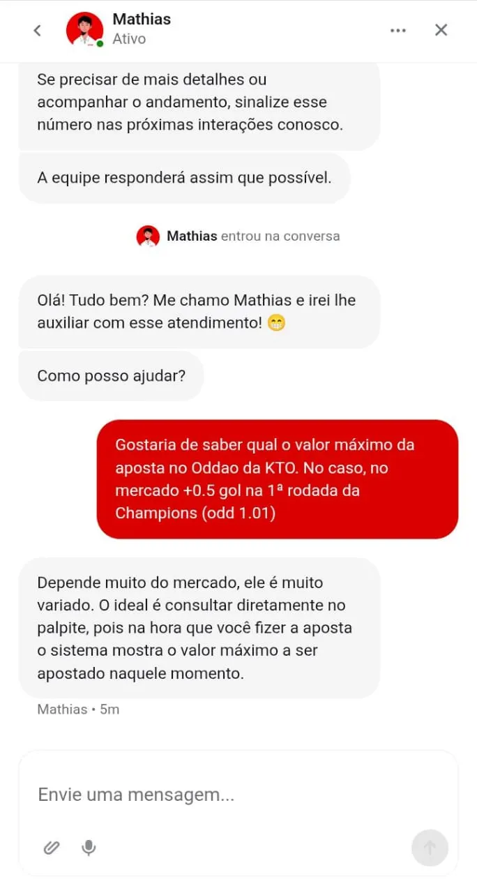 Chat ao vivo da KTO
