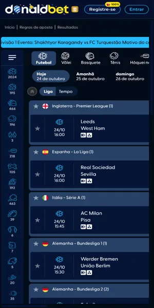 Imagem da opera&ccedil;&atilde;o da plataforma de apostas esportivas Donald Bet