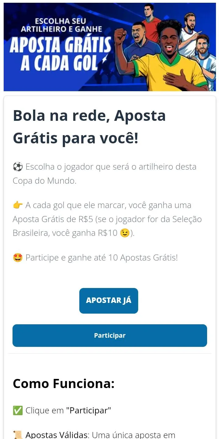 Oferta de aposta gr&aacute;tis da Sportingbet