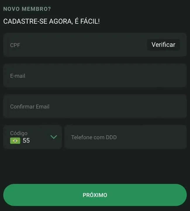 tela de cadastro na 7 Games Bet