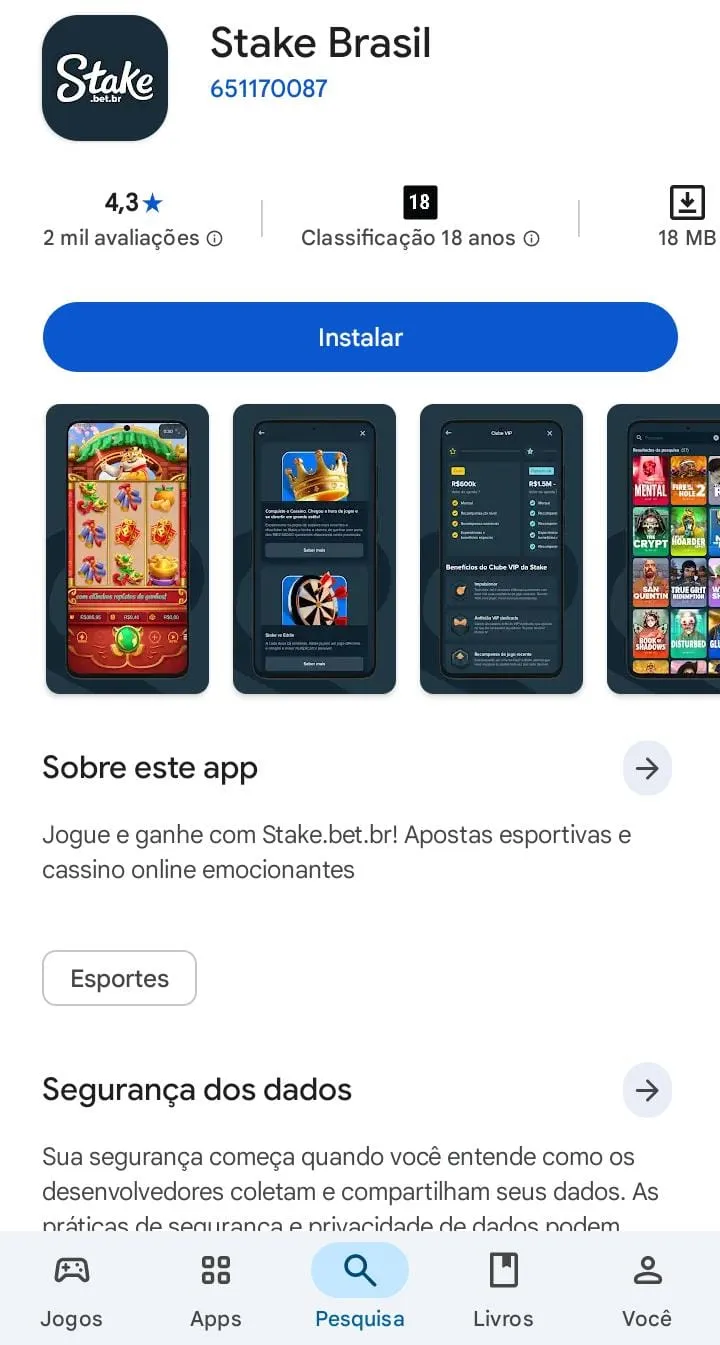 Stake app na Google Play