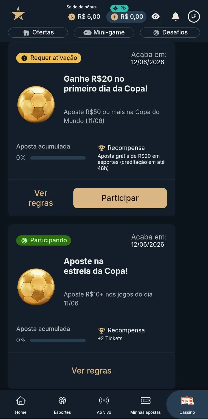 Desafios com apostas gr&aacute;tis da Estrela Bet