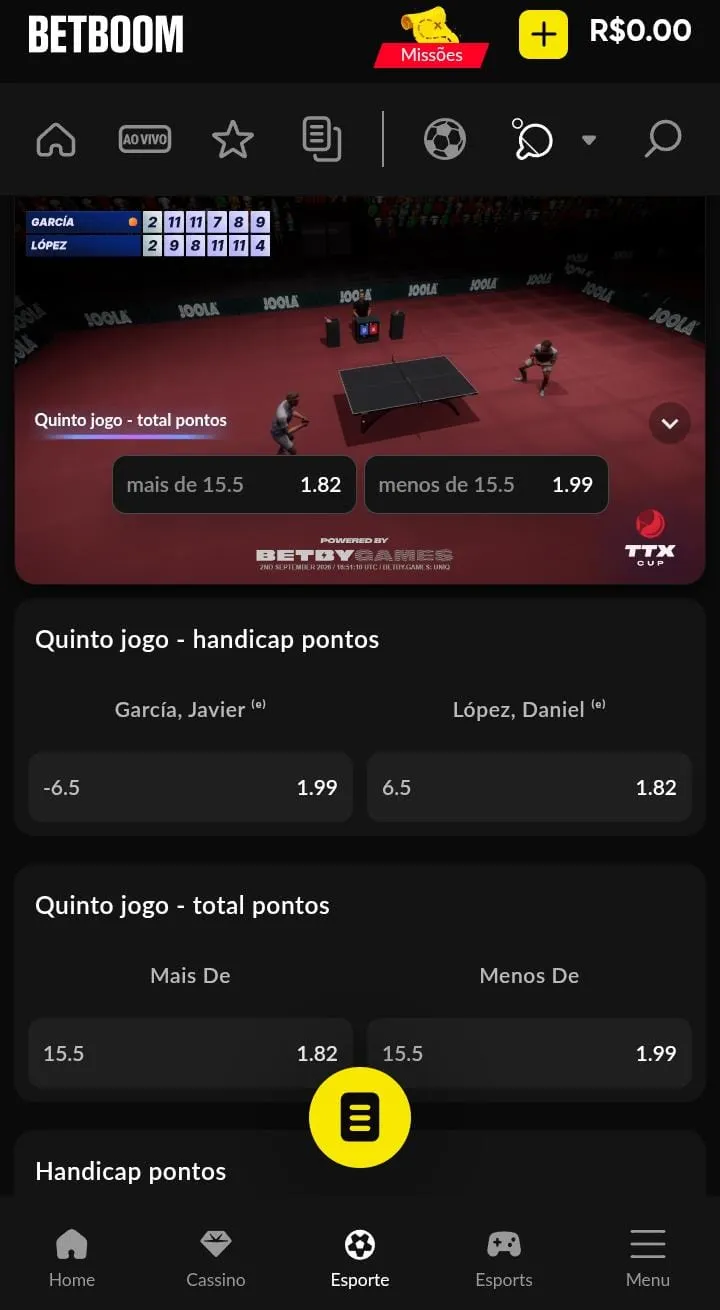 Aposta ao vivo na Betboom