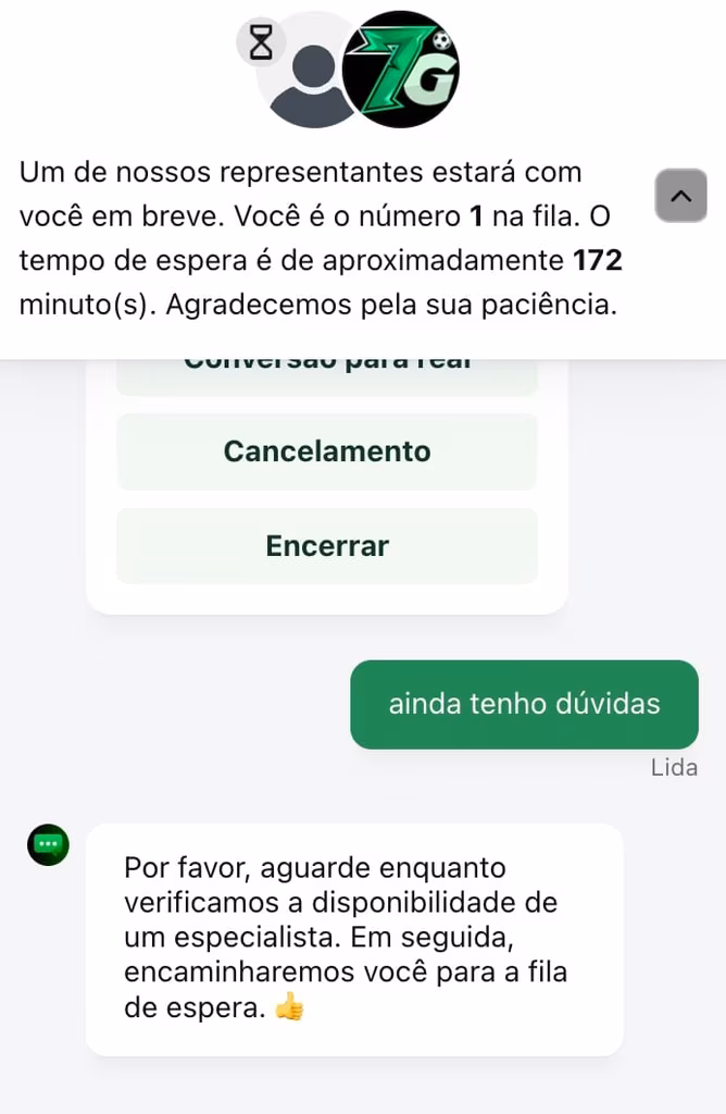 atendimento ao cliente 7 Games bet